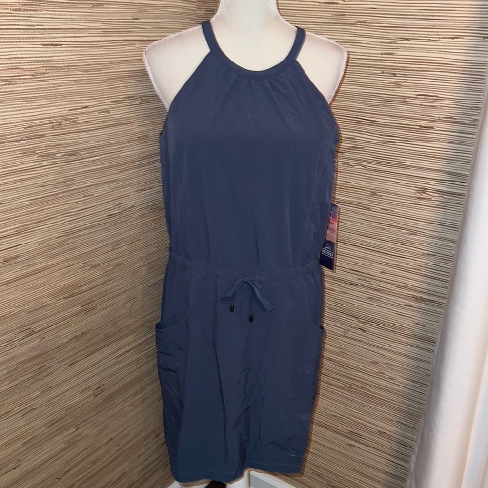 Kyodan outdoor collection hiking active dress blue shelf bra pockets new large!